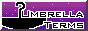 An upside down black umbrella on the left, text that says 'Umbrella Terms' on the right. with a purple gradient with stars in the background.